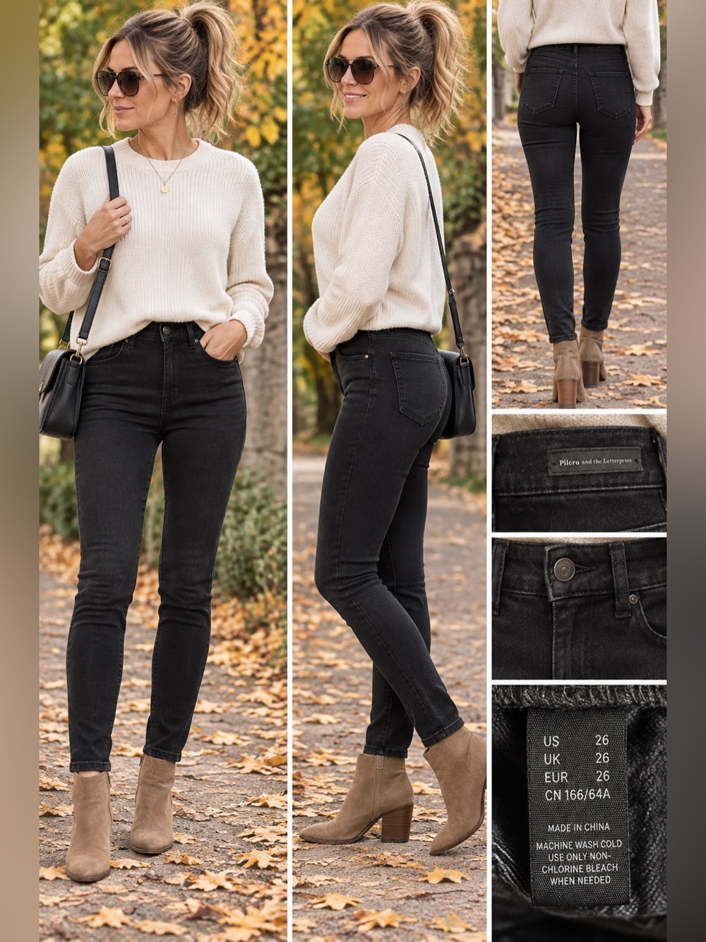 Anthropologie Pilcro High Rise Stretch Ankle Skinny Jeans Black 26